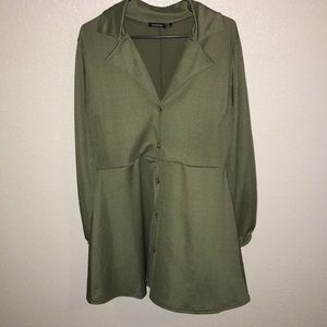 Boohoo sz 10 olive long sleeve dress